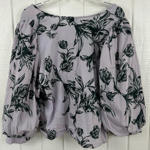 A New Day Target Long Sleeve Floral Blouse Top Purple Peasant Boho Size XXL - Picture 5 of 6